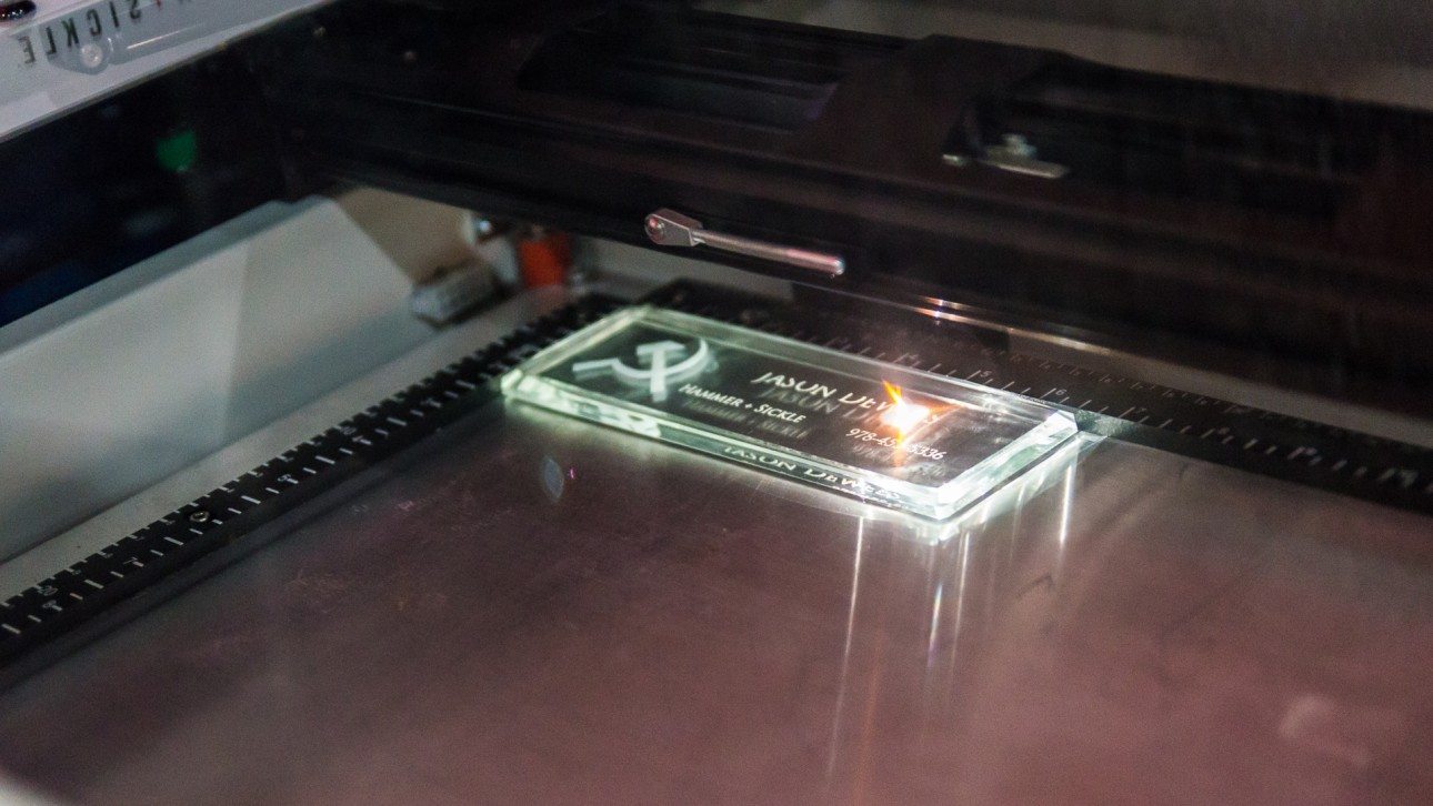 IPCPR 2014: Custom Laser Cigar Box Engraving from Hammer + Sickle